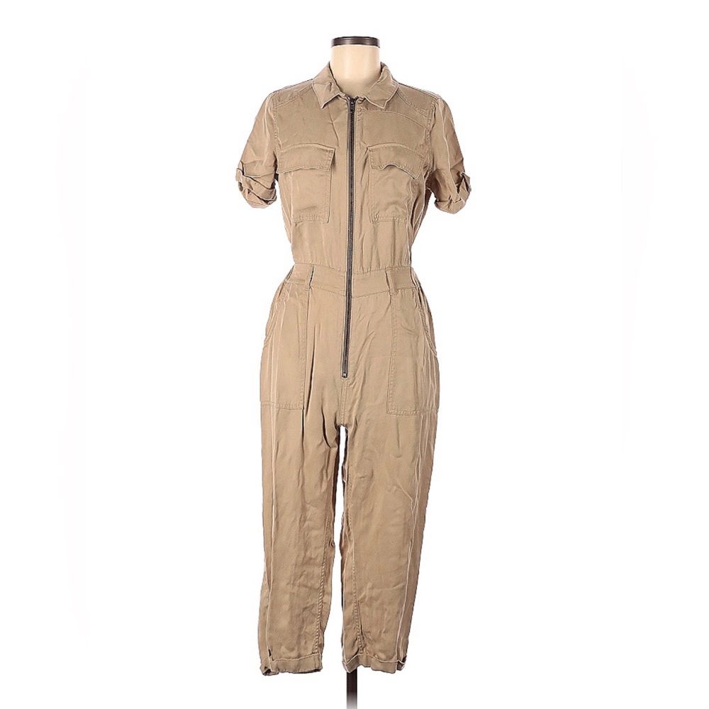 KHAKI ZIP FRONT JUMPSUIT